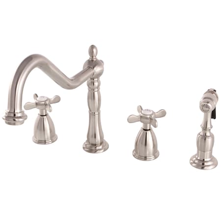 Kingston Brass Widespread Kitchen Faucet, Brushed Nickel KB1798BEXBS